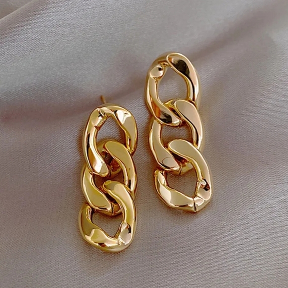 Twisted Ring Chain Earrings - Picture 3 of 4